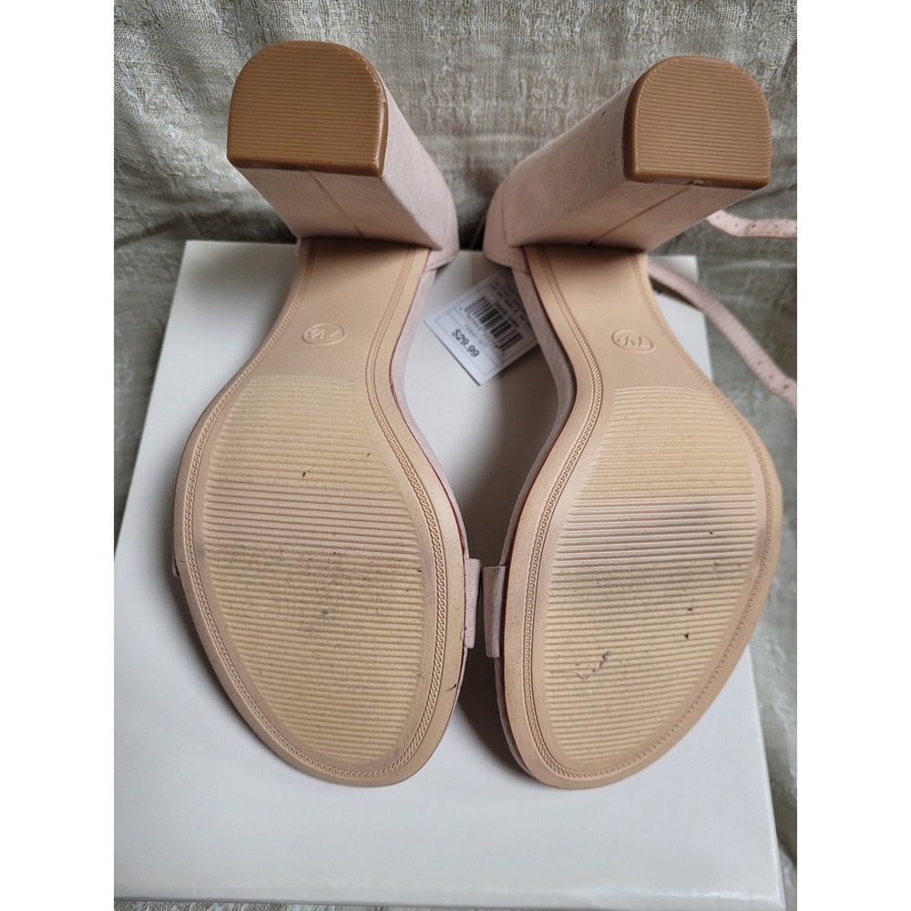 A New Day Ema Pink Block Heel Ankle StrapSandals Size 7.5 Faux Suede Dress Shoes - Picture 4 of 4